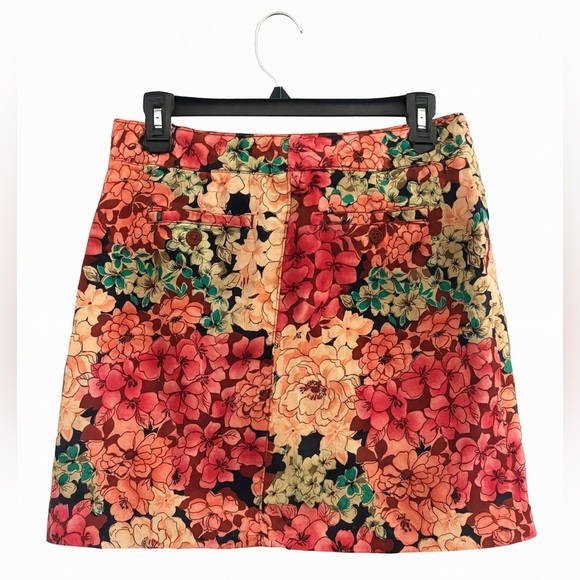 B. Moss Women’s Size 4 Floral Skirt – Vibrant Multicolor Button Zip Front Mini - Picture 2 of 2